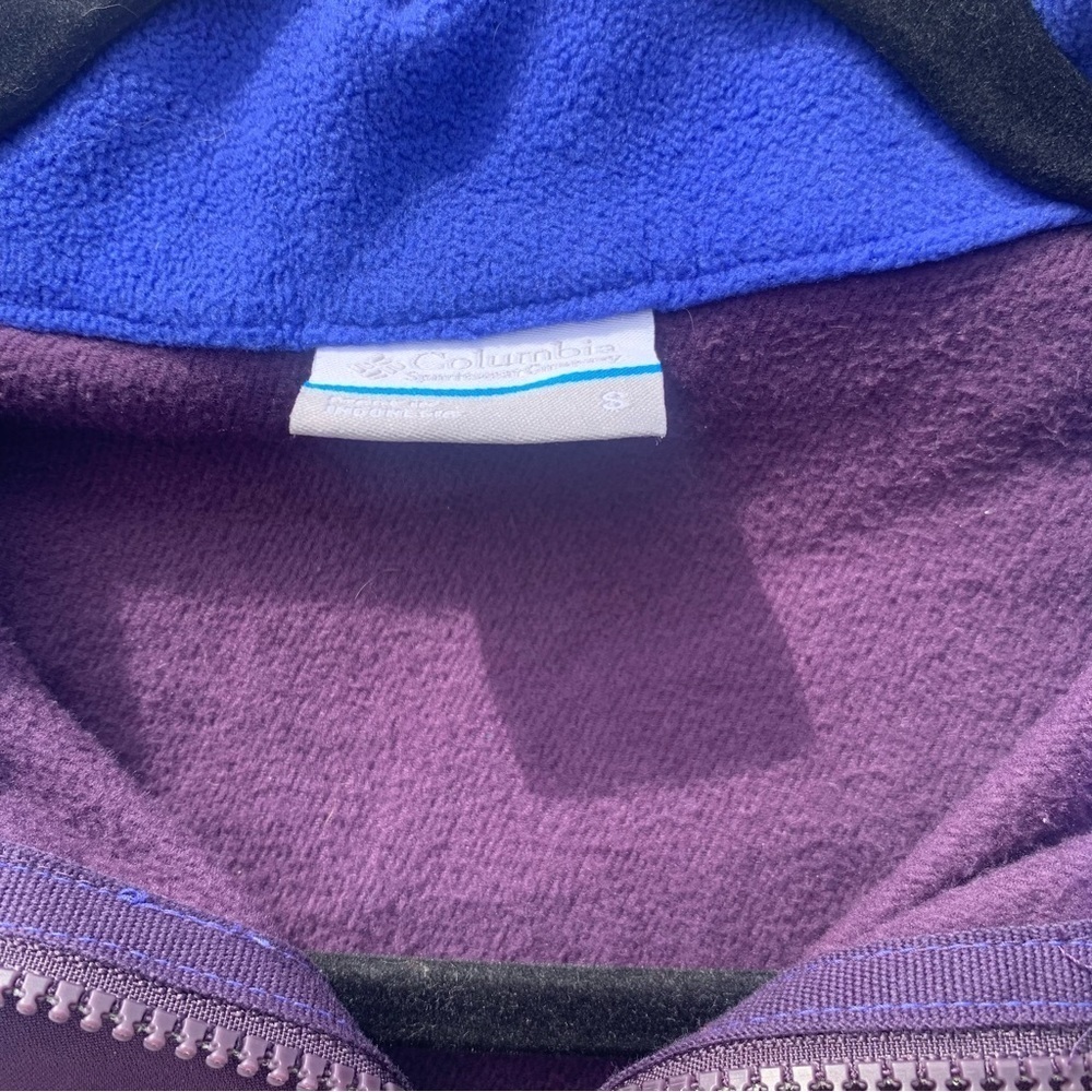 Columbia Purple & Blue Fleece-Lined Hiking Hooded Vest Y2K Outdoor Granola Girl - Picture 6 of 9